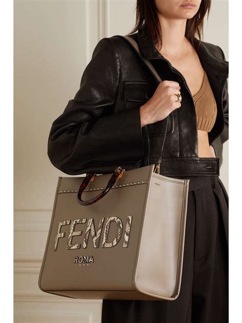 fendi large leather tote|fendi tote shopper.